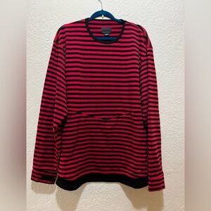 Red and Black Striped Long Sleeve Shirt